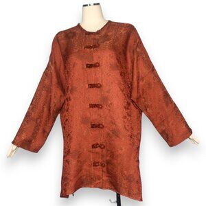 U Kristine St. Rrick Oversize Rust Jacquard Tunic Top Jacket Long Sleeves 1X
